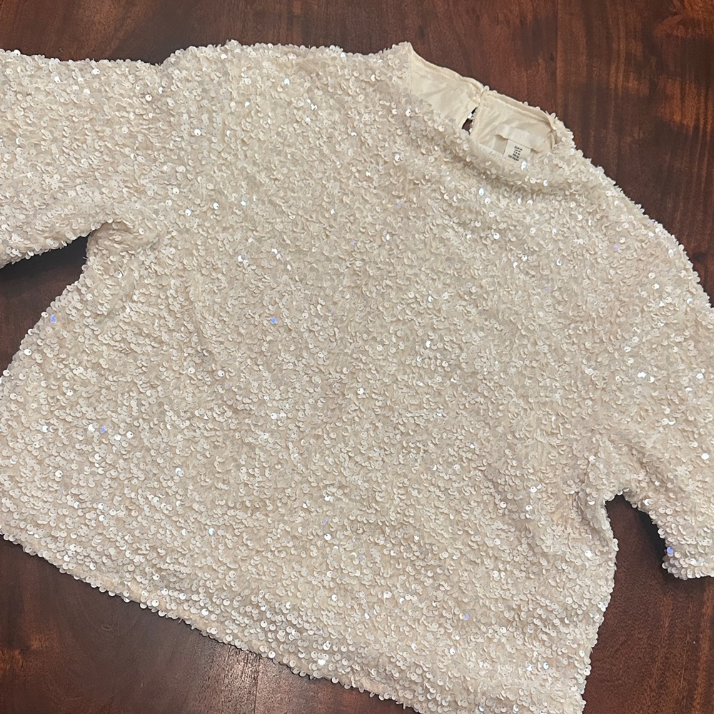 H&M Cream Sequin Blouse